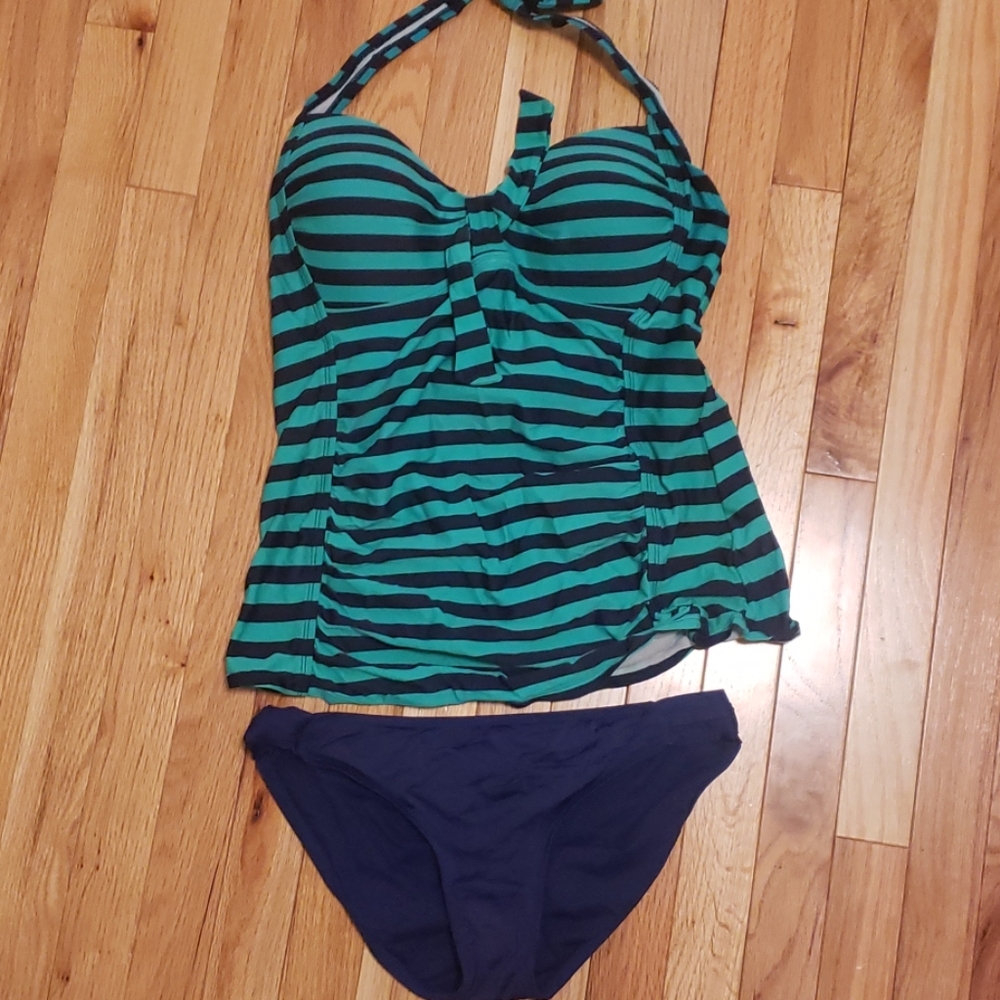 Tankini navy and green